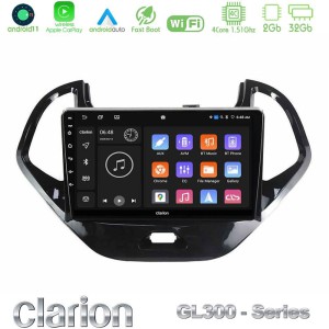Clarion GL300 Series 4Core Android11 2+32GB Ford Ka 2016-2020 Navigation Multimedia Tablet 9" Με Carplay & Android Auto