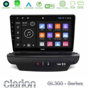 Clarion GL300 Series 4Core Android11 2+32GB Kia Ceed 2018-2023 Navigation Multimedia Tablet 9" Με Carplay & Android Auto (Low Version)