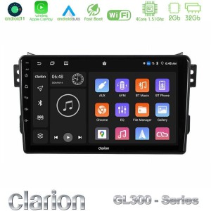 Clarion GL300 Series 4Core Android11 2+32GB Suzuki Splash & Opel Agila 2008-2014 Navigation Multimedia Tablet 9" Με Carplay & Android Auto