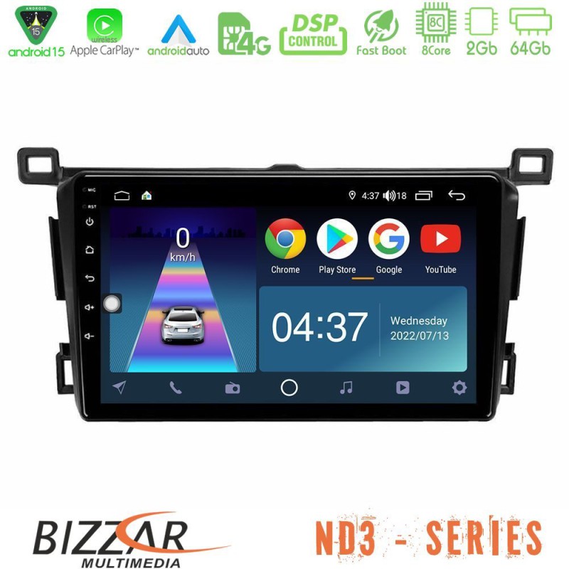 Bizzar ND3 Series 8Core Android15 2+64GB  Toyota RAV4 2013-2018 Navigation Multimedia Tablet 9"