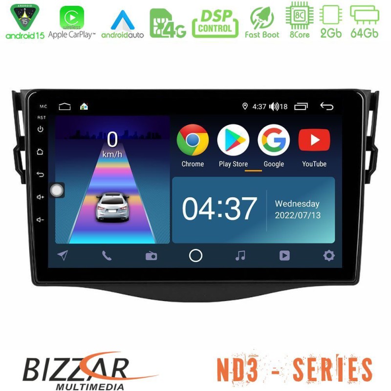 Bizzar ND3 Series 8Core Android15 2+64GB  Toyota RAV4 Navigation Multimedia Tablet 9"