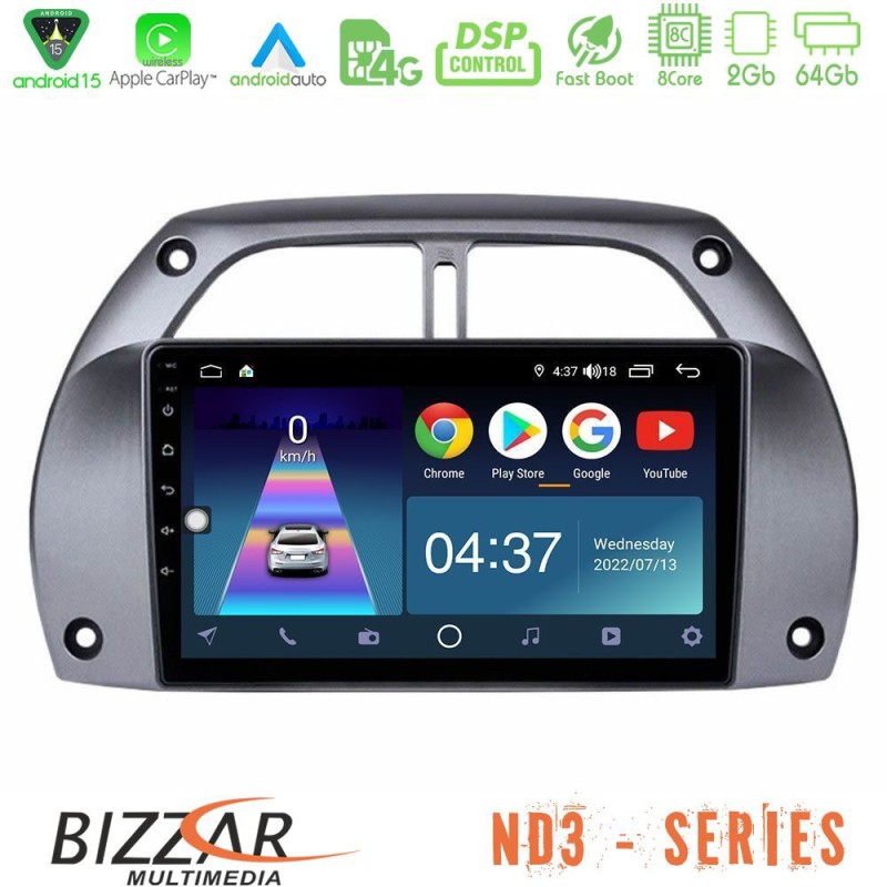 Bizzar ND3 Series 8Core Android15 2+64GB Toyota RAV4 2001 - 2006 Navigation Multimedia Tablet 9" Bizzar ND3 Series 8Core Android15 2+64GB Toyota RAV4 2001 - 2006 Navigation Multimedia Tablet 9"