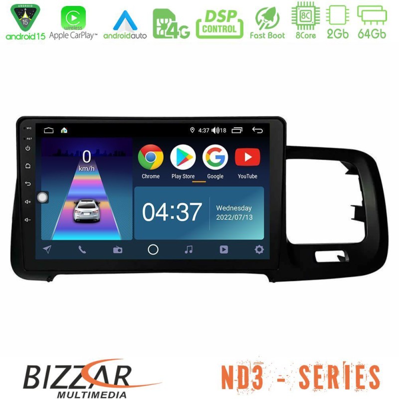Bizzar ND3 Series 8Core Android15 2+64GB  Volvo S60 2010-2018 Navigation Multimedia Tablet 9"