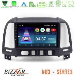 Bizzar ND3 Series 8Core Android15 2+64GB Hyundai Santa Fe 2006-2013 Navigation Multimedia Tablet 10"