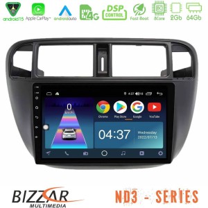 Bizzar ND3 Series 8Core Android15 2+64GB Honda Civic 1995-2001 Navigation Multimedia Tablet 9"