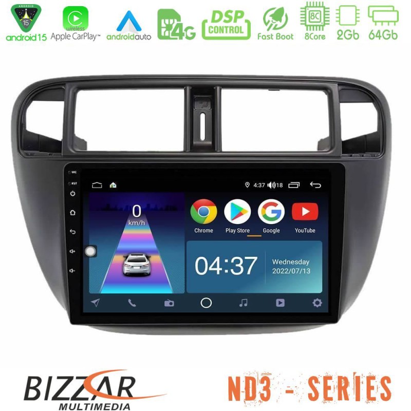 Bizzar ND3 Series 8Core Android15 2+64GB Honda Civic 1995-2001 Navigation Multimedia Tablet 9" Bizzar ND3 Series 8Core Android15 2+64GB Honda Civic 1995-2001 Navigation Multimedia Tablet 9"