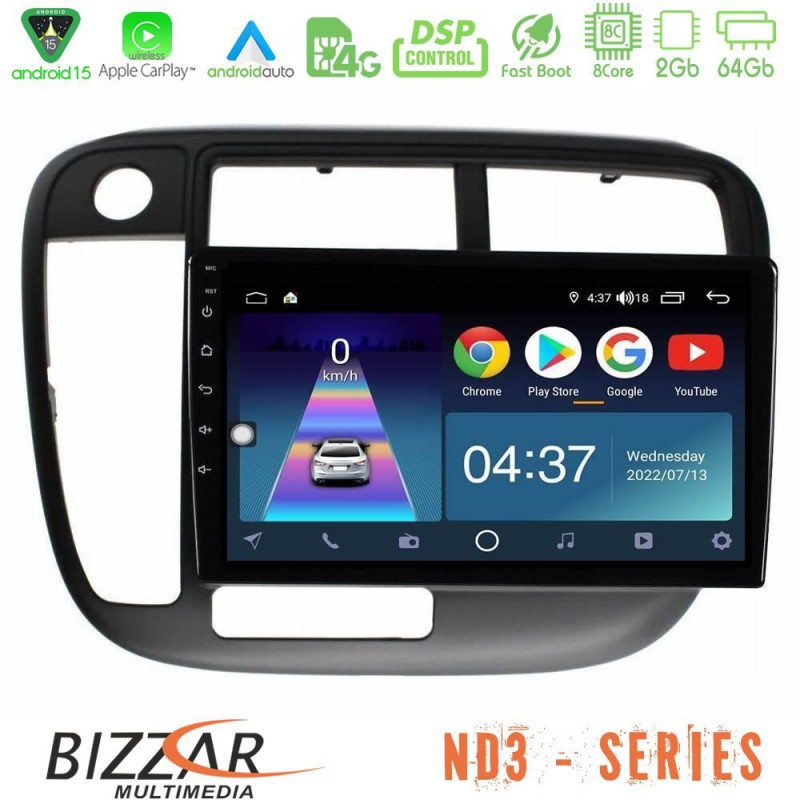 Bizzar ND3 Series 8Core Android15 2+64GB Honda Civic 1995-2001 Navigation Multimedia Tablet 9" Bizzar ND3 Series 8Core Android15 2+64GB Honda Civic 1995-2001 Navigation Multimedia Tablet 9"