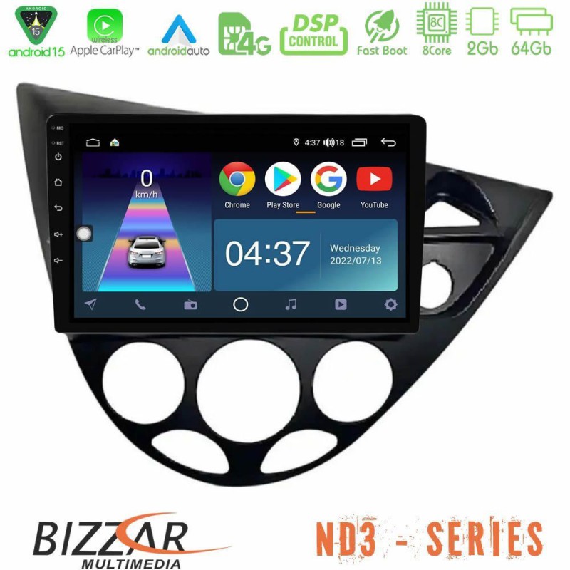 Bizzar ND3 Series 8Core Android15 2+64GB Ford Focus 1999-2004 (RHD) Navigation Multimedia Tablet 9" Bizzar ND3 Series 8Core Android15 2+64GB Ford Focus 1999-2004 (RHD) Navigation Multimedia Tablet 9"