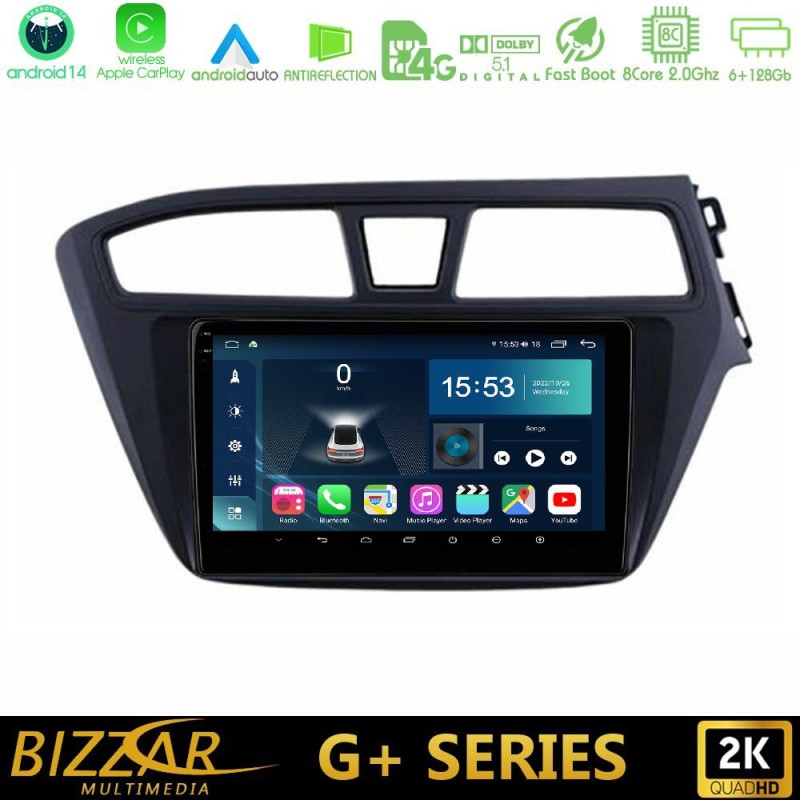 Bizzar G+ Series Hyundai i20 2014-2018 RHD 8core Android14 6+128GB Navigation Multimedia Tablet 9"