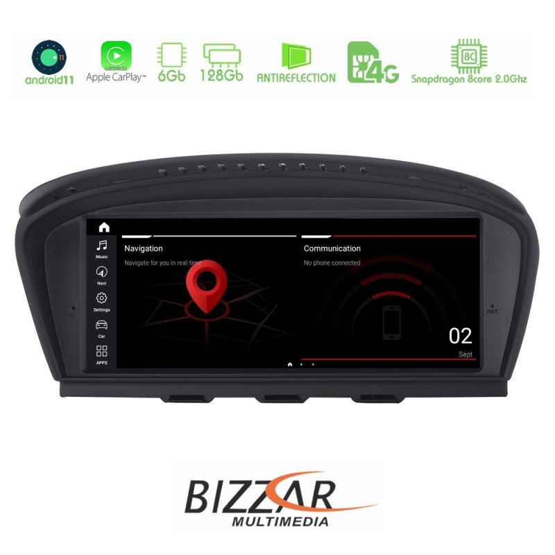 Bizzar Plus Edition BMW 3er/5er E90/E92/E60 CIC Android12 8Core (6+128GB) Navigation Multimedia 8.8" Black Panel