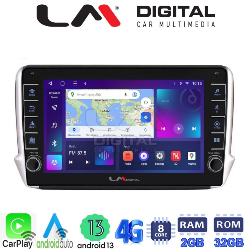 LM Digital - LM ZG8374 GPS Οθόνη OEM Multimedia Αυτοκινήτου για PEUGEOT 208-2008 2012&gt;  (CarPlay/AndroidAuto/BT/GPS/WIFI/GPRS)