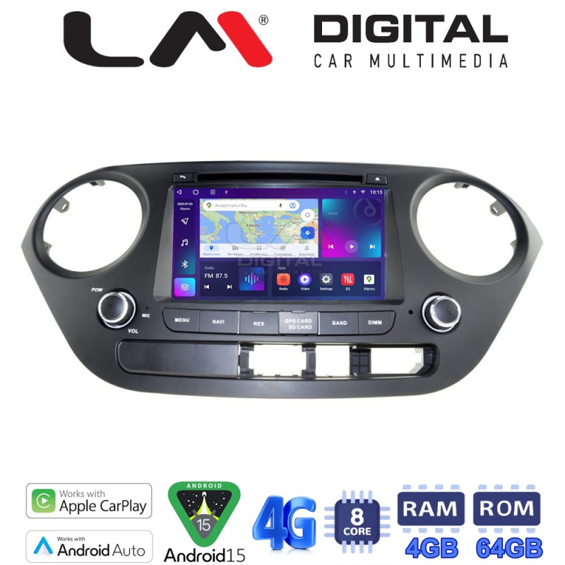 LM Digital - LM Q8406 GPS Οθόνη OEM Multimedia Αυτοκινήτου για Hyundai I10 2014-2016 (CarPlay/AndroidAuto/BT/GPS/WIFI)