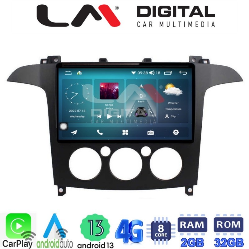 LM Digital - LM ZR8003A GPS Οθόνη OEM Multimedia Αυτοκινήτου για Ford S-Max 2006 &gt; 2014 (CarPlay/AndroidAuto/BT/GPS/WIFI/GPRS)